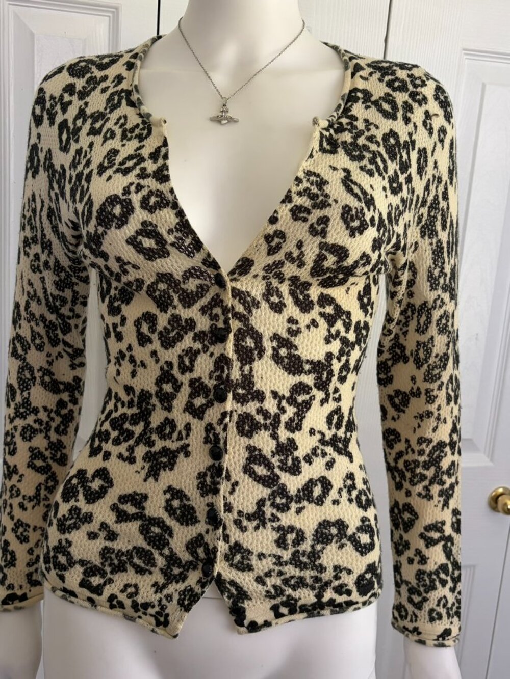 black leopard print cardigan top y2k